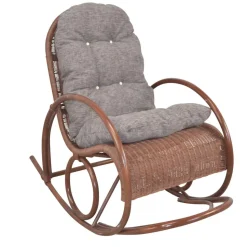 Brauner Schaukelstuhl aus lackiertem Rattan - Asalion