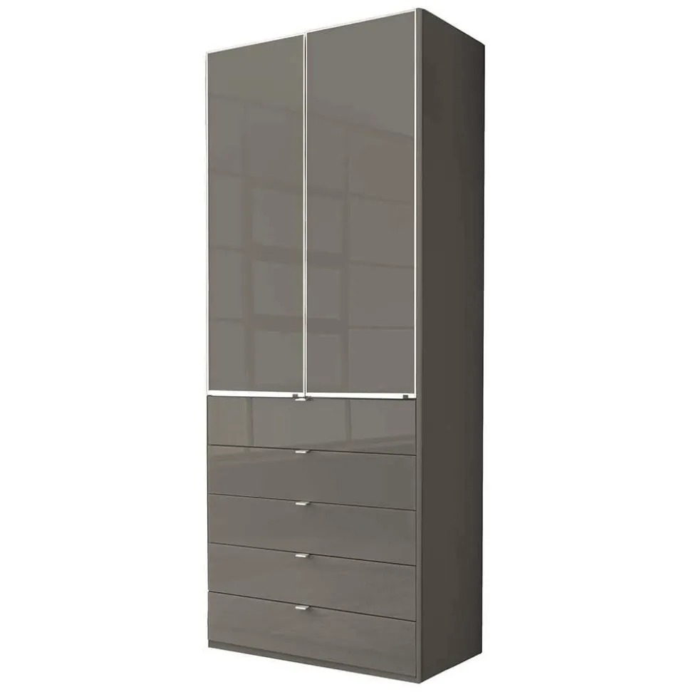 Brauner Schlafzimmerschrank mit Glasfront - Madita