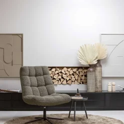 Brauner Teppich mit Blätter Muster - Ciarto