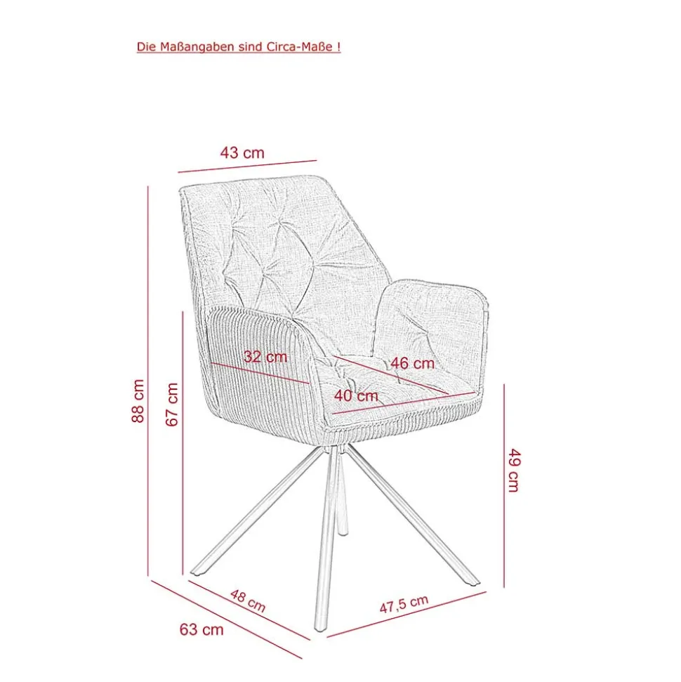Brauner Tischsessel aus Samtvelours - Bostan (2er Set)