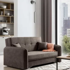 Braunes Schlaf-Sofa mit Bonell Federkern - Dasanti