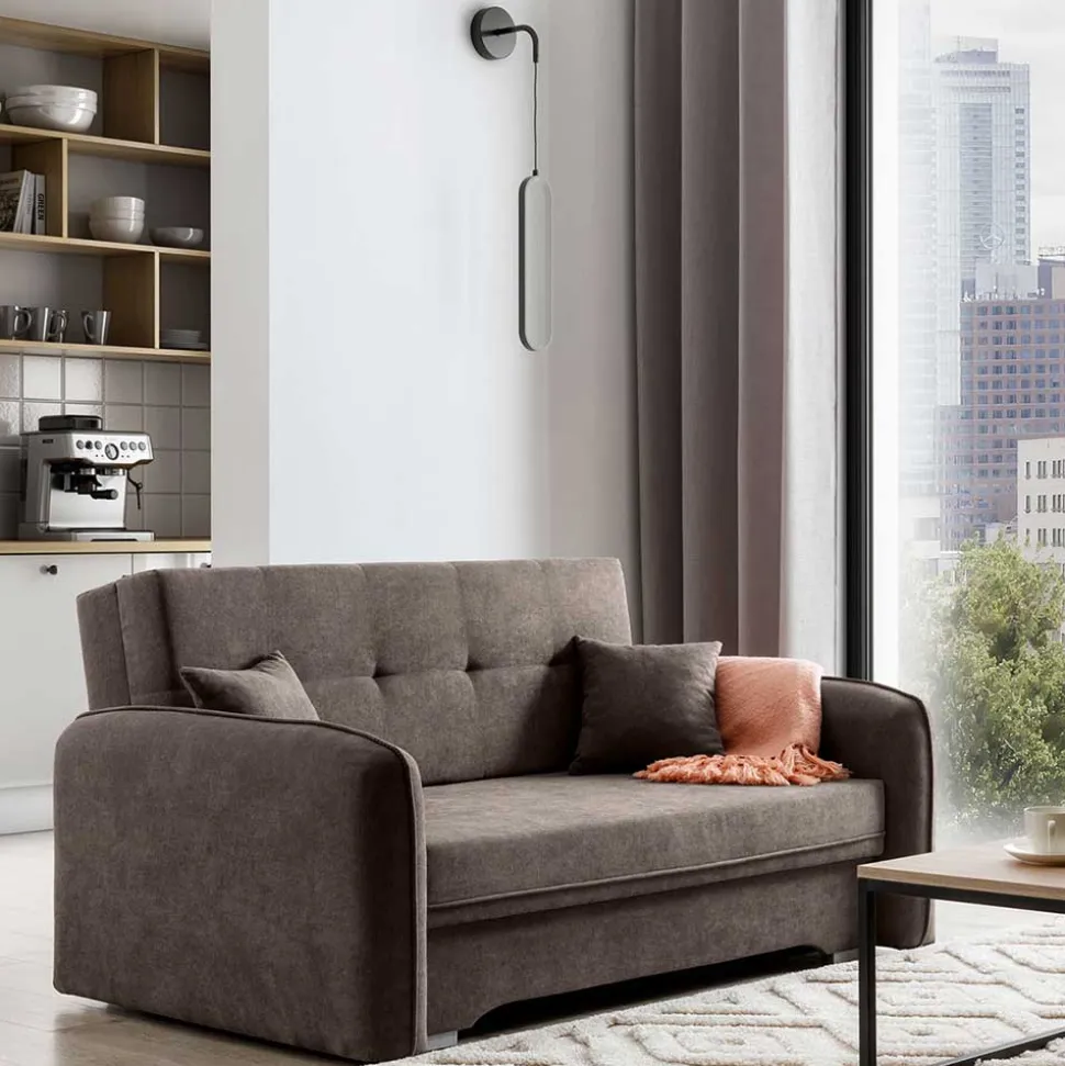 Braunes Schlaf-Sofa mit Bonell Federkern - Dasanti