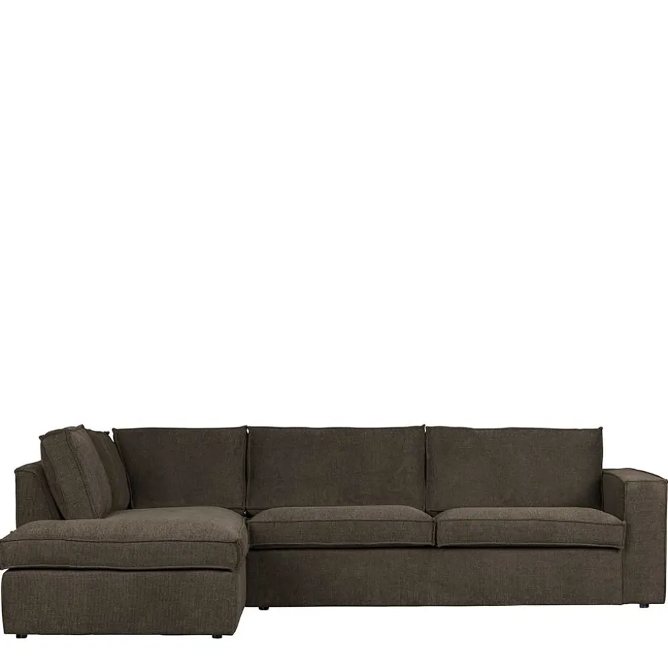 Braunes Wohnzimmersofa in L-Form aus Webstoff - Bravassa