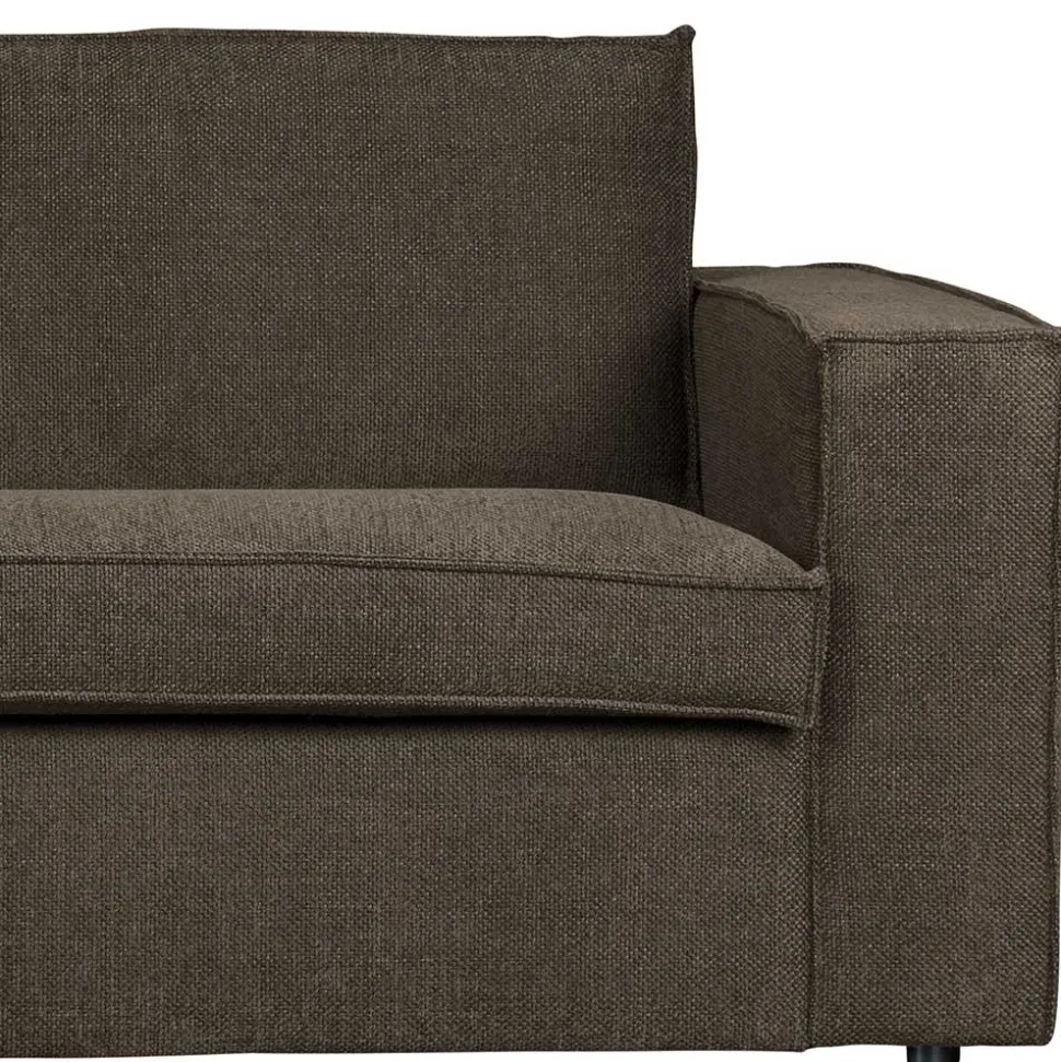 Braunes Wohnzimmersofa in L-Form aus Webstoff - Bravassa