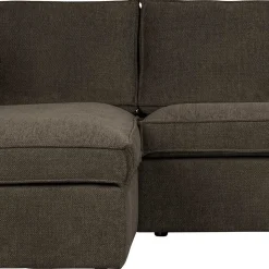 Braunes Wohnzimmersofa in L-Form aus Webstoff - Bravassa