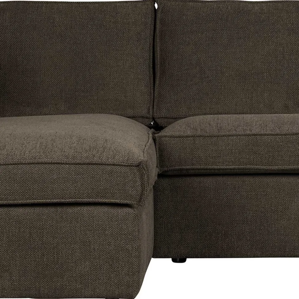 Braunes Wohnzimmersofa in L-Form aus Webstoff - Bravassa