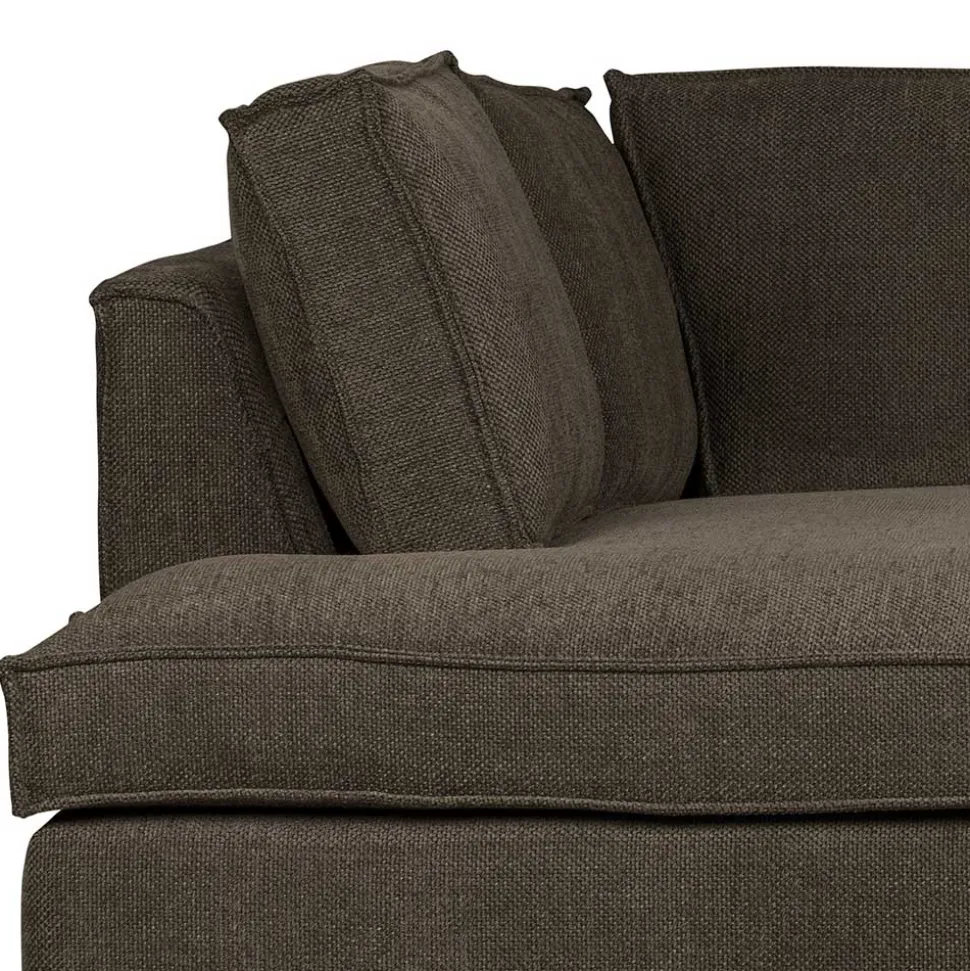 Braunes Wohnzimmersofa in L-Form aus Webstoff - Bravassa