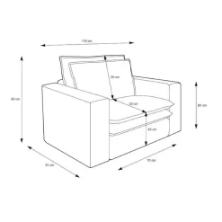 Breitcord Sessel in Hellgrau - Tessina