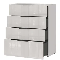 Breite Hochkommode in Hellgrau - Aquara