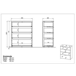 Breite Hochkommode in Hellgrau - Aquara