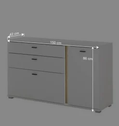 Breite Kombi-Kommode mit LED Beleuchtung - Racelyn