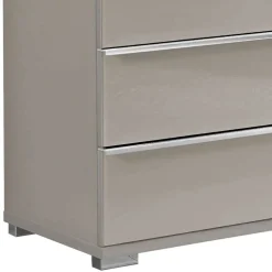 Breite Kommode in Hellgrau mit Glasfront - Nucina