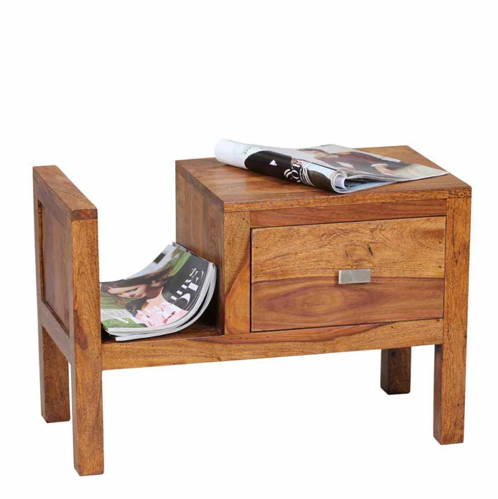 Breite Nachtkommode Hoslo mit Schublade und offener Ablage 60cm