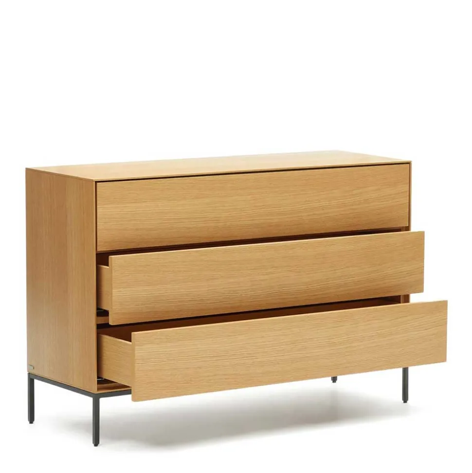 Breite Schubladen-Kommode in Eichefarben - Utperio