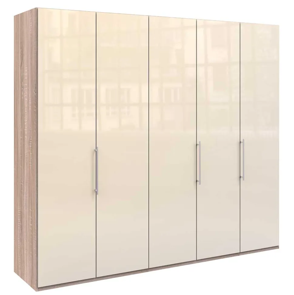 Breiter Falttüren-Schrank in Creme - Rativian