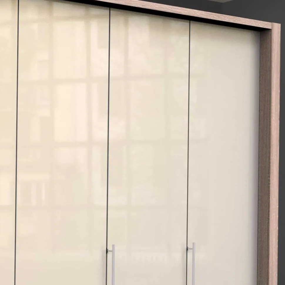 Breiter Falttüren-Schrank in Creme - Rativian