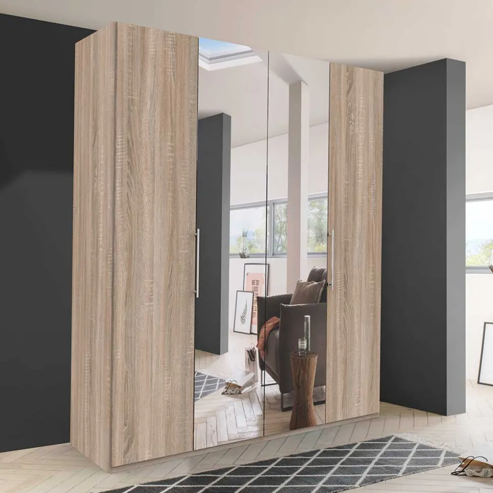 Breiter Falttüren-Schrank mit Spiegel - Zayun