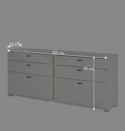 Breites Sideboard mit LED Beleuchtung - Racelyn