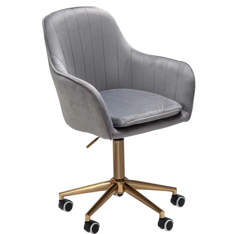 Büro Drehstuhl aus Samt in Grau - Horn