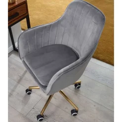 Büro Drehstuhl aus Samt in Grau - Horn
