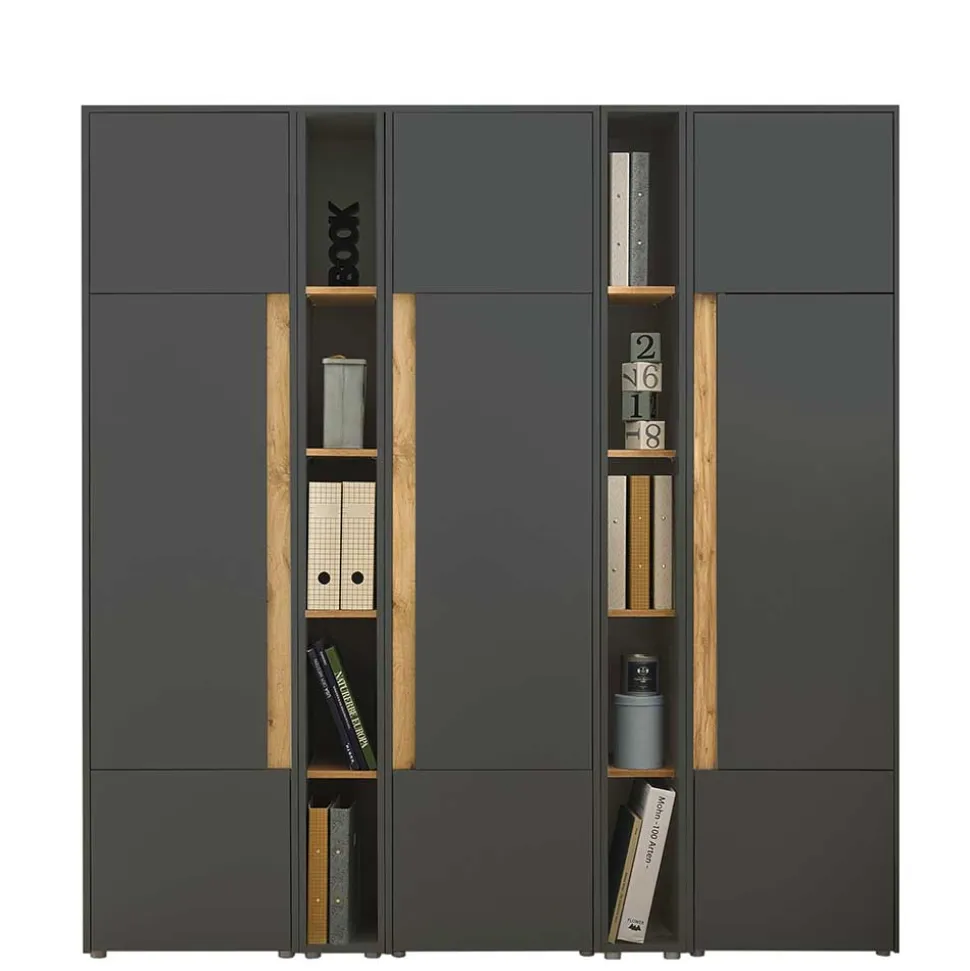 Büro Schrank- und Regalwand Set - Ahilav (fünfteilig)