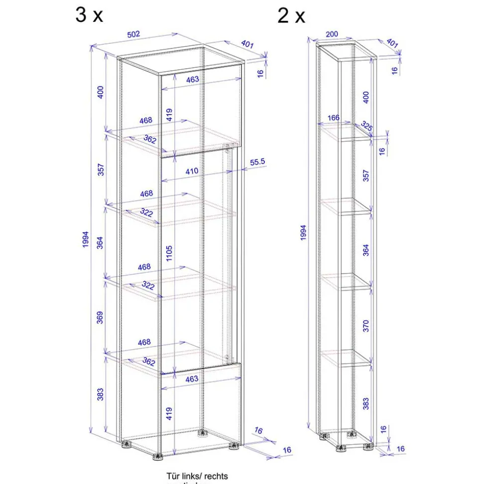 Büro Schrank- und Regalwand Set - Ahilav (fünfteilig)