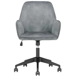 Büro Velours Drehstuhl in Grau auf Rollen - Rasmus