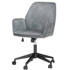 Büro Velours Drehstuhl in Grau auf Rollen - Rasmus