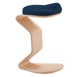 Bürohocker aus Holz mit Stoff in Blau - Alicudi