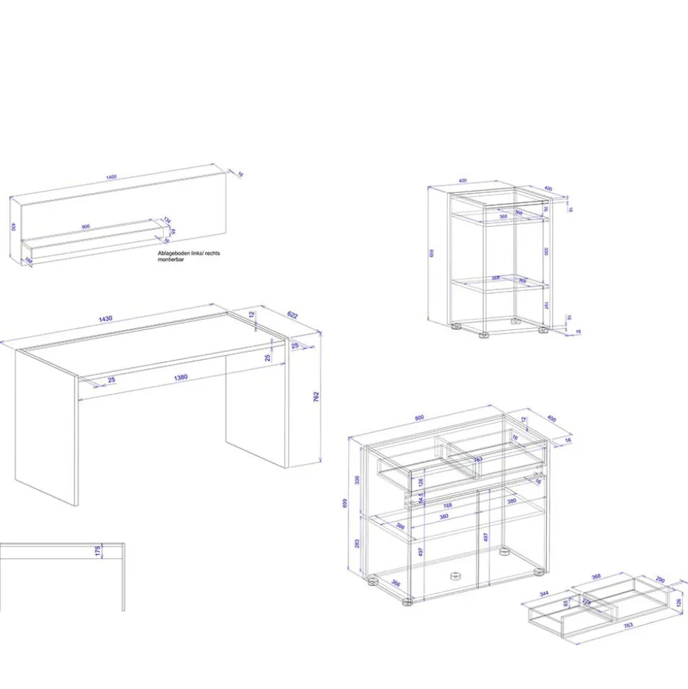 Büromöbel Kombination modern - Nonessia (vierteilig)