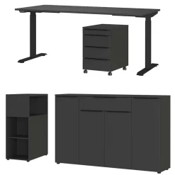 Büromöbel Set in Dunkelgrau - Tila (vierteilig)