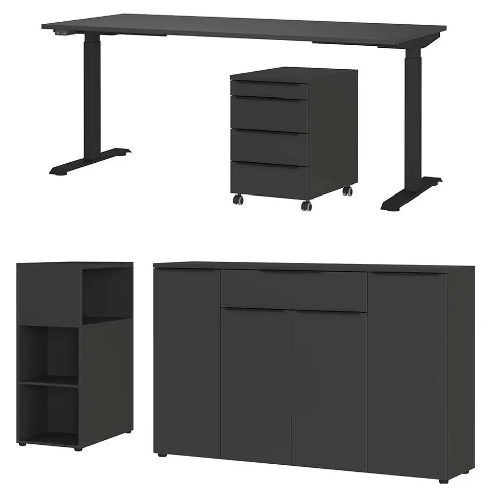 Büromöbel Set in Dunkelgrau - Tila (vierteilig)