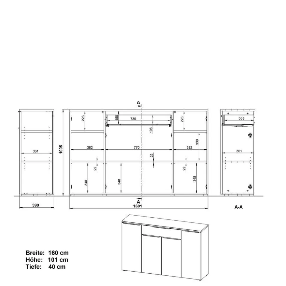 Büromöbel Set in Dunkelgrau - Tila (vierteilig)