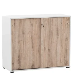 Büroschrank in Weiß & Wildeiche Dekor - Laganzo