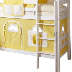 Buche Doppelhochbett in Weiß & Gelb - Linus