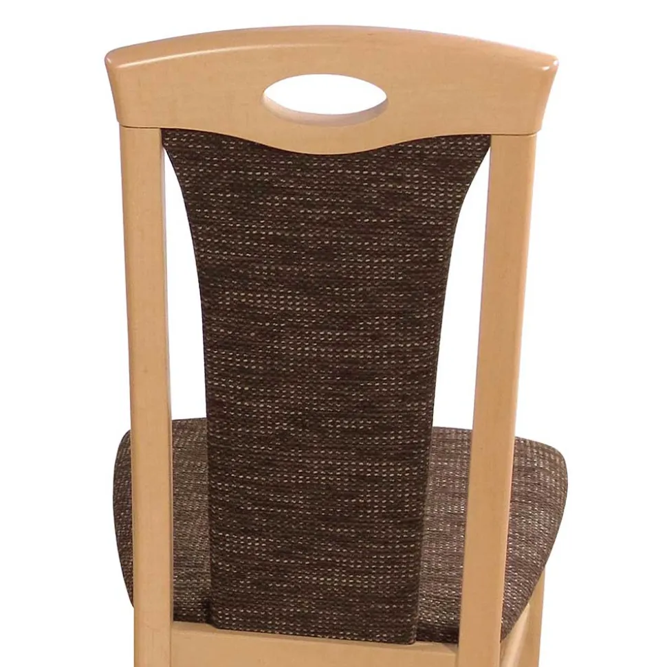 Buche Stühle mit Strukturstoff Masuza in Mocca Braun meliert (2er Set)