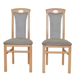 Buchenholz Stühle in Natur & Hellgrau - Zandravo (2er Set)