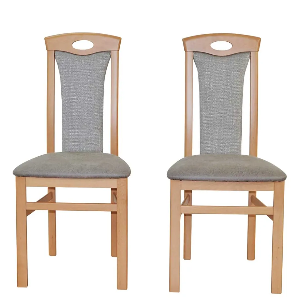Buchenholz Stühle in Natur & Hellgrau - Zandravo (2er Set)