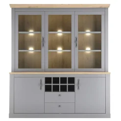 Buffetvitrine in Lichtgrau & Eiche Optik - Buleta