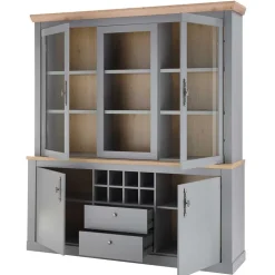 Buffetvitrine in Lichtgrau & Eiche Optik - Buleta