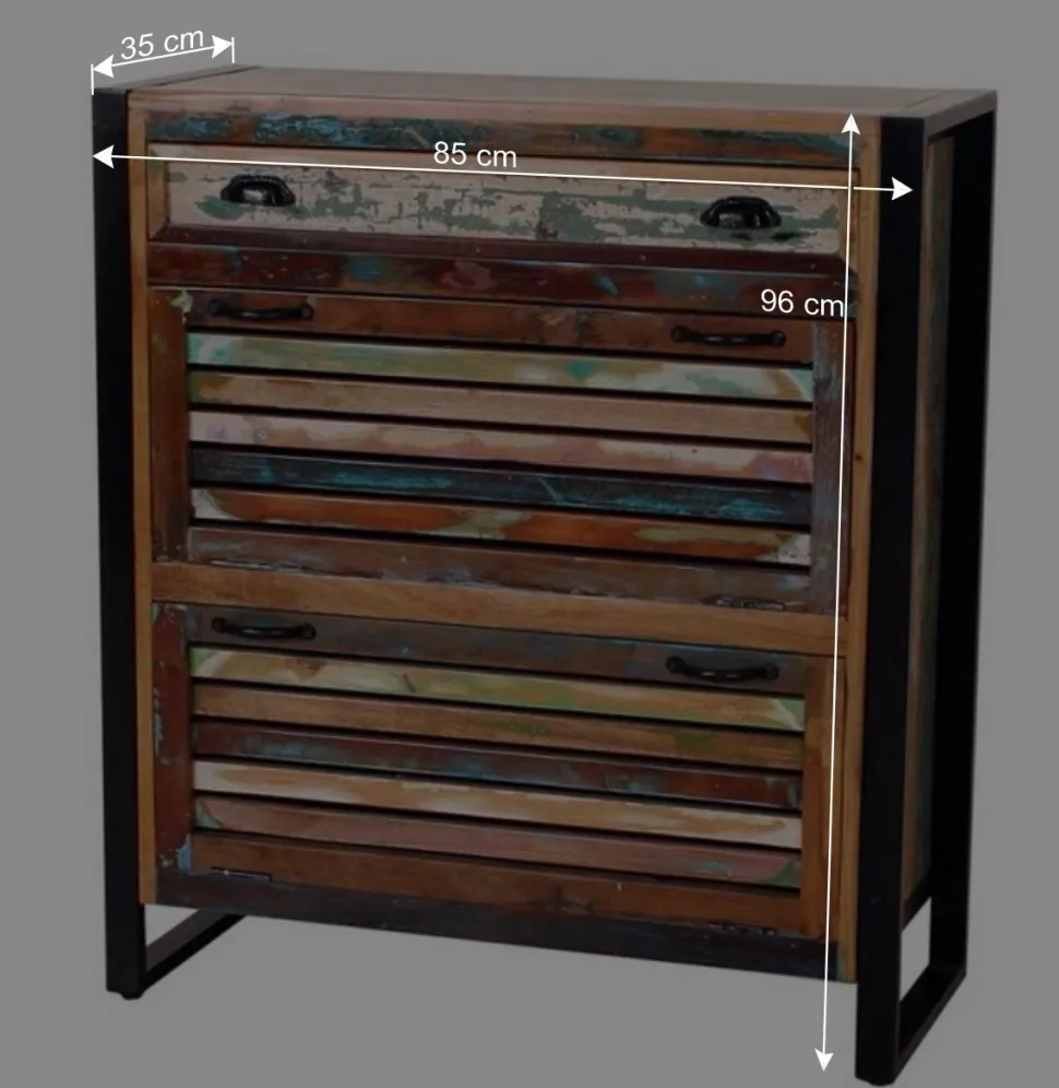 Bunte Flurmöbel im Shabby Chic - Vosbadus (vierteilig)