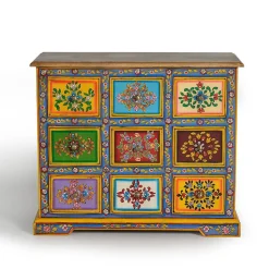 Bunte Kommode mit neun Schubladen - Leverias