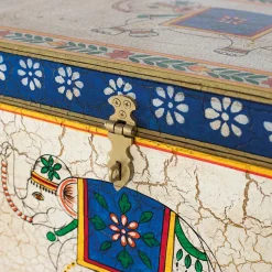 Bunte Orient Truhe mit Elefanten und blumigen Motiven - Sambo