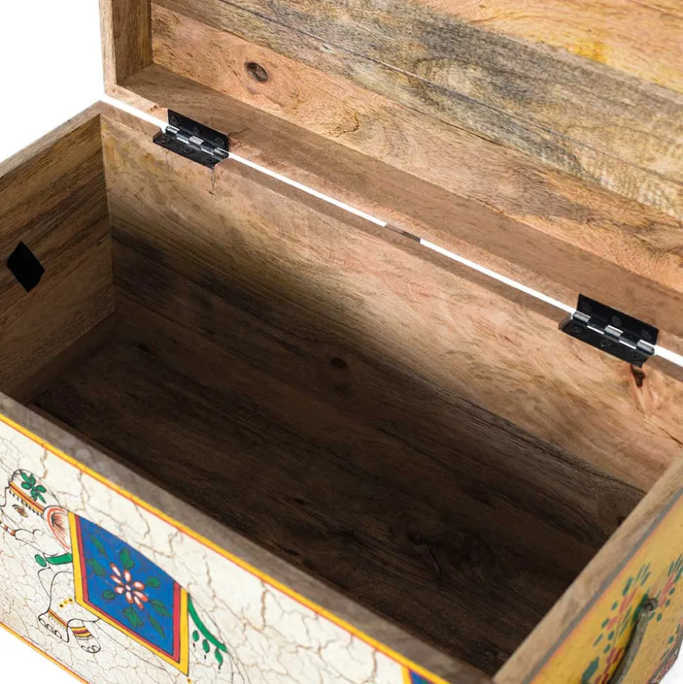 Bunte Orient Truhe mit Elefanten und blumigen Motiven - Sambo