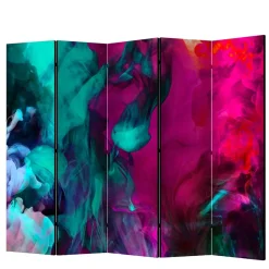 Bunter Paravent in Blau Grün Pink Rot - Tageda
