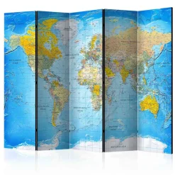 Bunter Paravent mit Weltkarte bedruckt - Nirameso