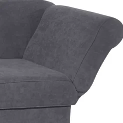 Chaiselongue in Anthrazit mit Buche - Adelina