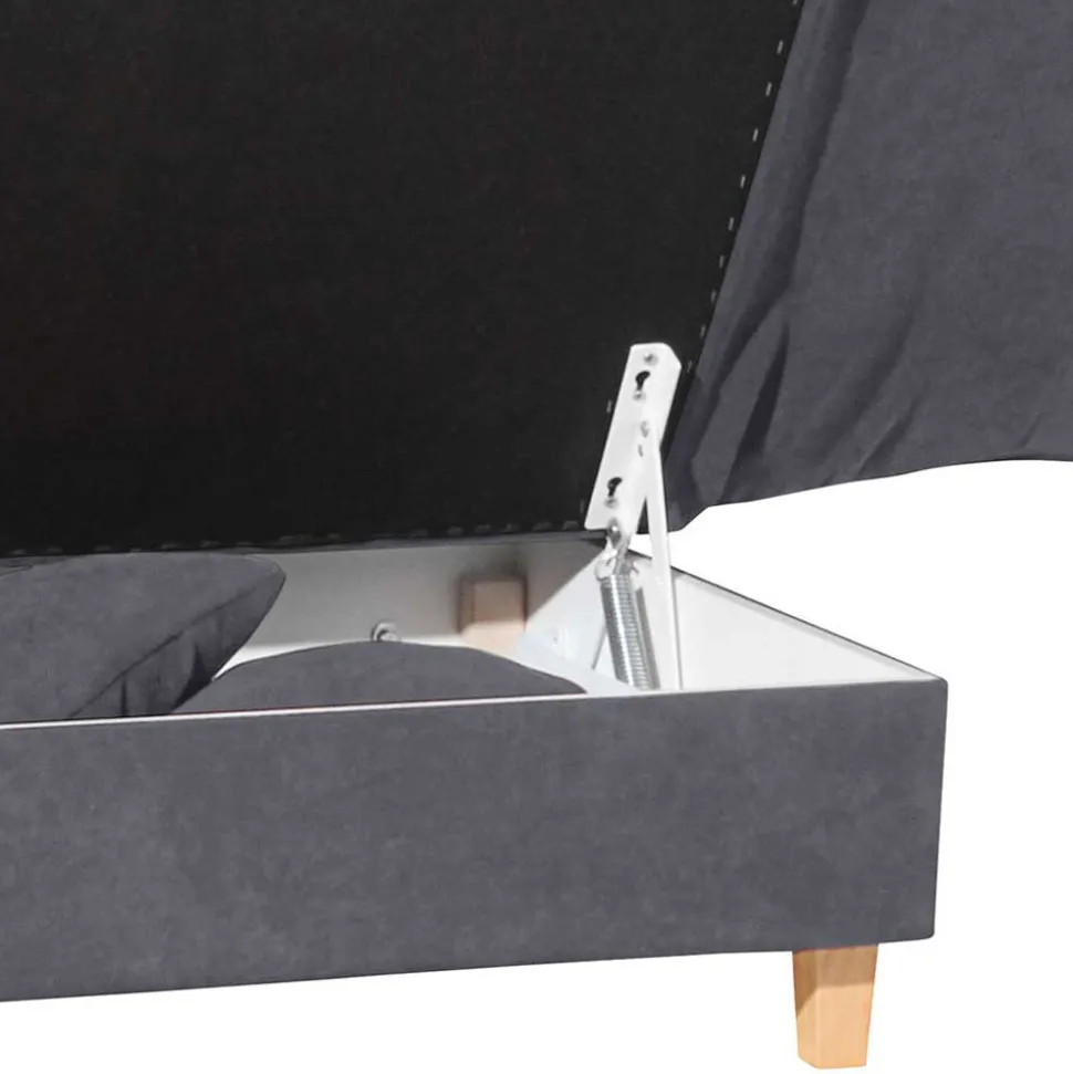 Chaiselongue in Anthrazit mit Buche - Adelina