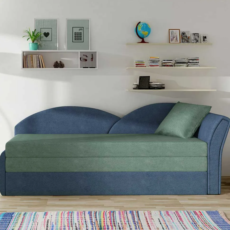 Chaiselongue mit Bettfunktion in Grün und Blau - Relisa