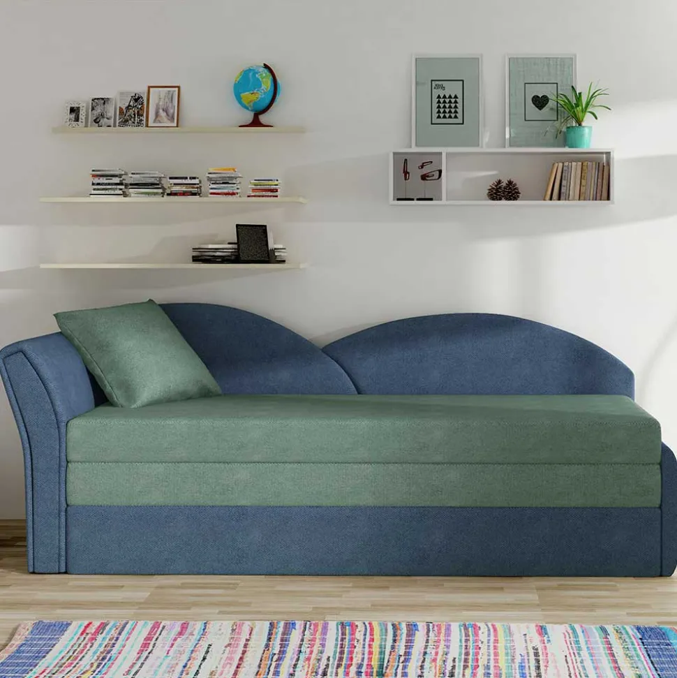 Chaiselongue mit Bettfunktion in Grün und Blau - Relisa